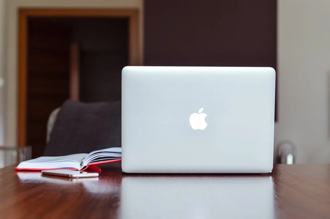 The back of a Mac laptop