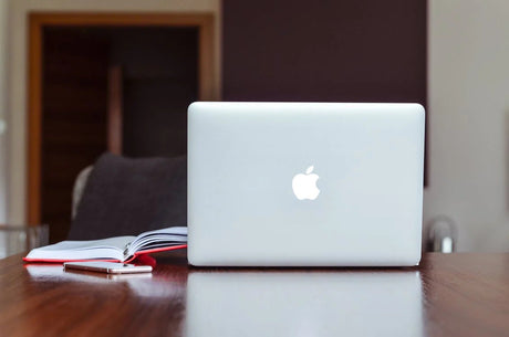 The back of a Mac laptop