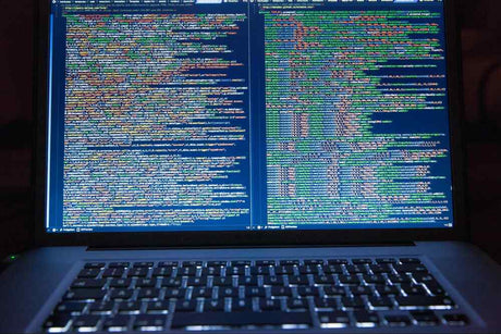 A computer showing lines of code