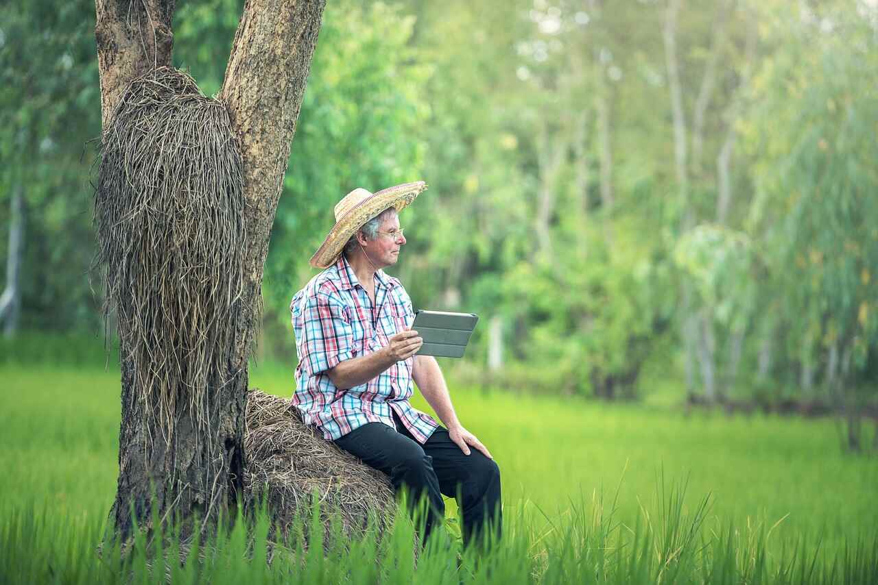 man with straw hat in nature