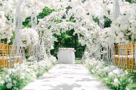 A photo of a wedding setup in the garden