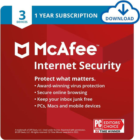 McAfee Internet Security - Instant Download for Windows and Mac (3 Computers) - SoftwareCW - Authorized Reseller