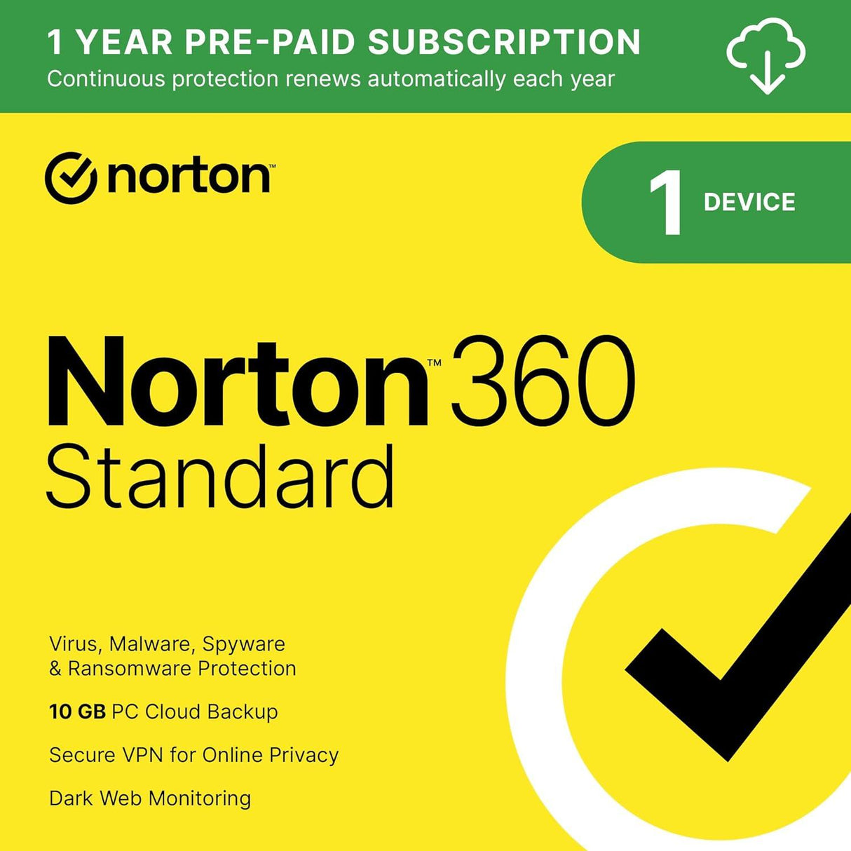 Norton 360 Standard - Instant Download for Windows and Mac (1 Computer)